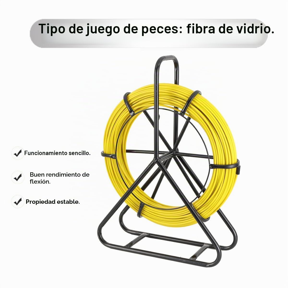Fiberglas Kabel Rad 6mm x 100m Glasfaserstab, Rodder Fischband Drahttzieher Elektrokabel Kabeleinfädler mit Stahlrahmen