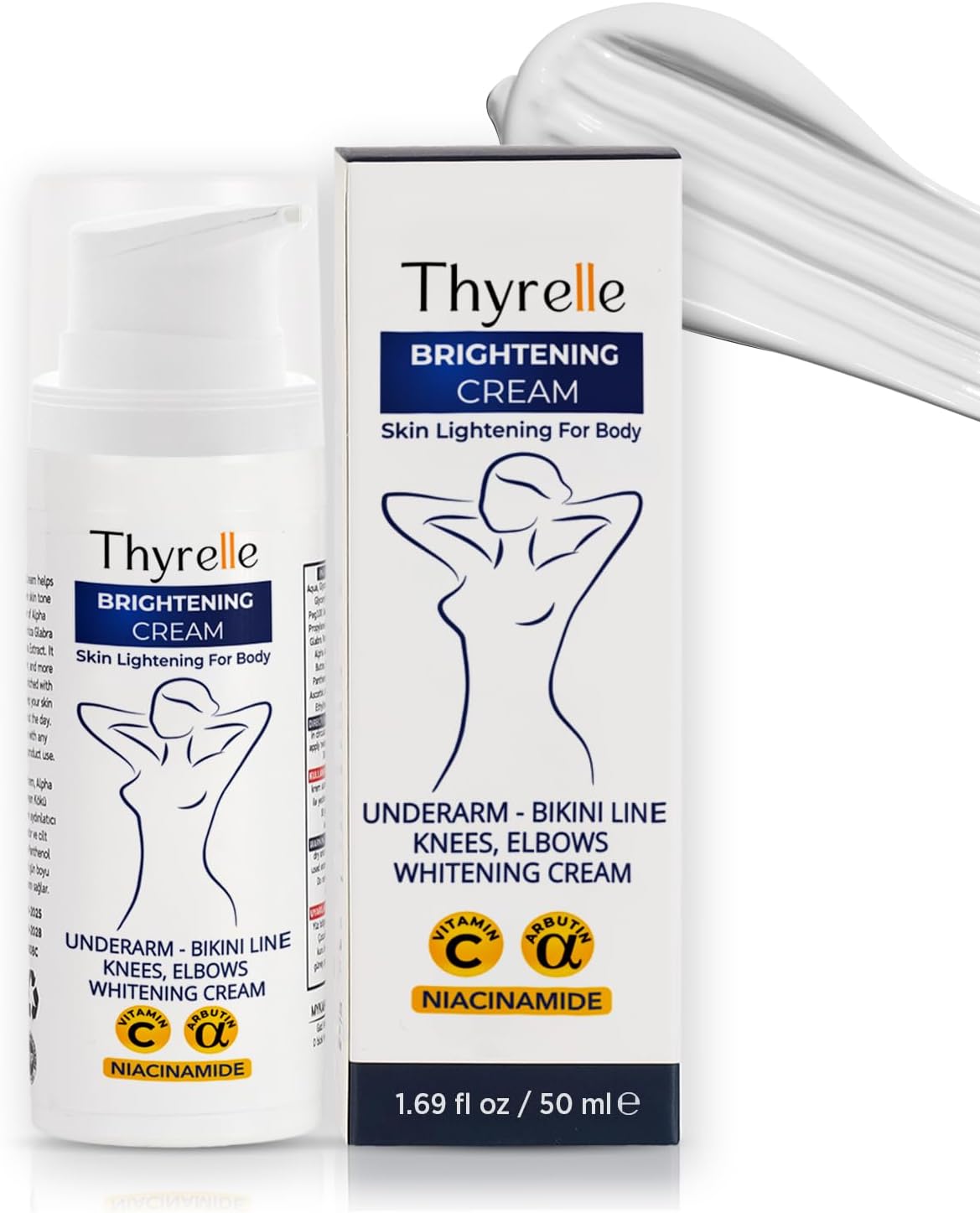 Skin Lightening Cream, Underarm, Knees, Elbows, Inner Thigh, Bikini Areas, Skin Bleaching Cream with premium ingredients (50ml, 1.69 fl oz)