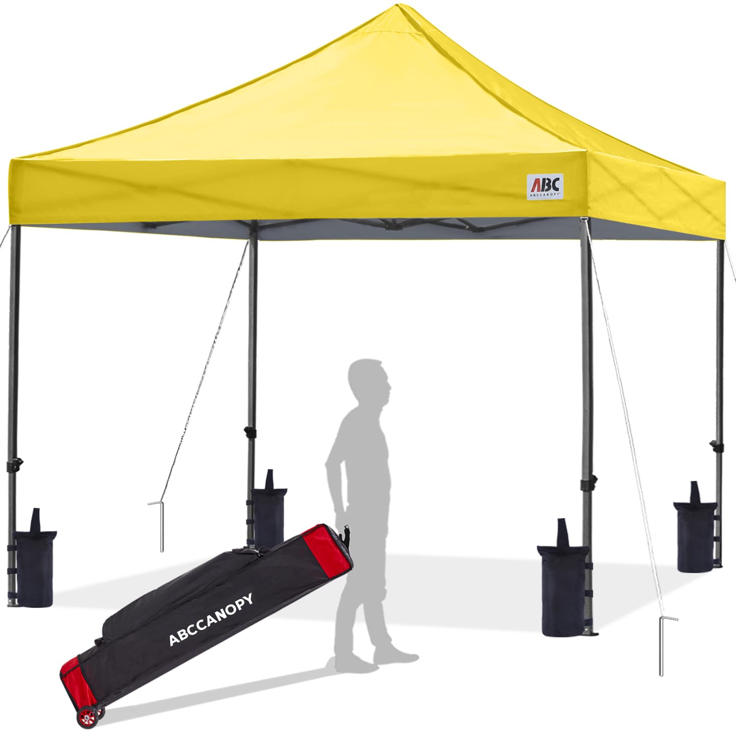 ABCCANOPY 3x3M Outdoor Pop Up Canopy Tent with 4 Sandbags (Yellow)