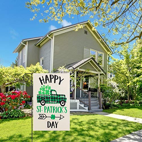 AKEROCK St Patricks Day Garden Flag, 12.5x18 Inch Double Sided Garden Decor, St Patricks Day Decorations for The Home, Shamrock Decorations