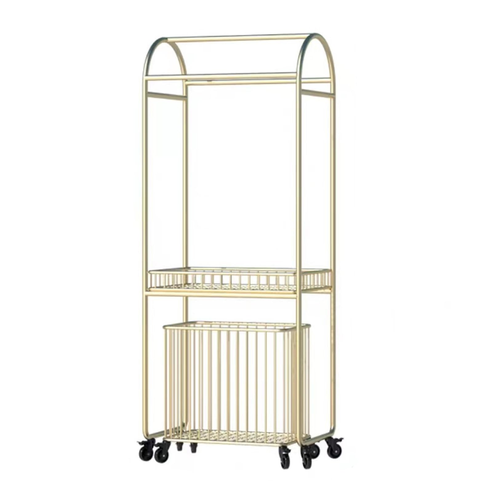 TUOYIBO Bathroom Storage Basket, Bathroom Floor Shelf, Household Dirty Laundry Basket, Metal Storage Basket with Pulley