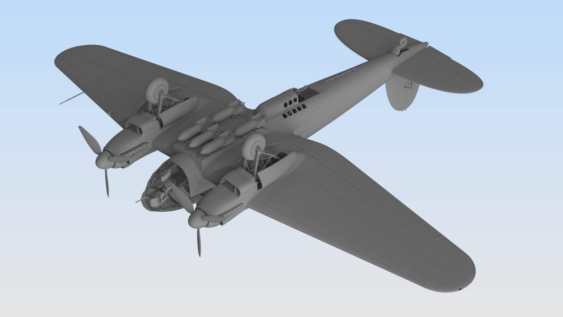 ICM 1/48 Scale He 111H-16, WWII German Bomber - WWII German