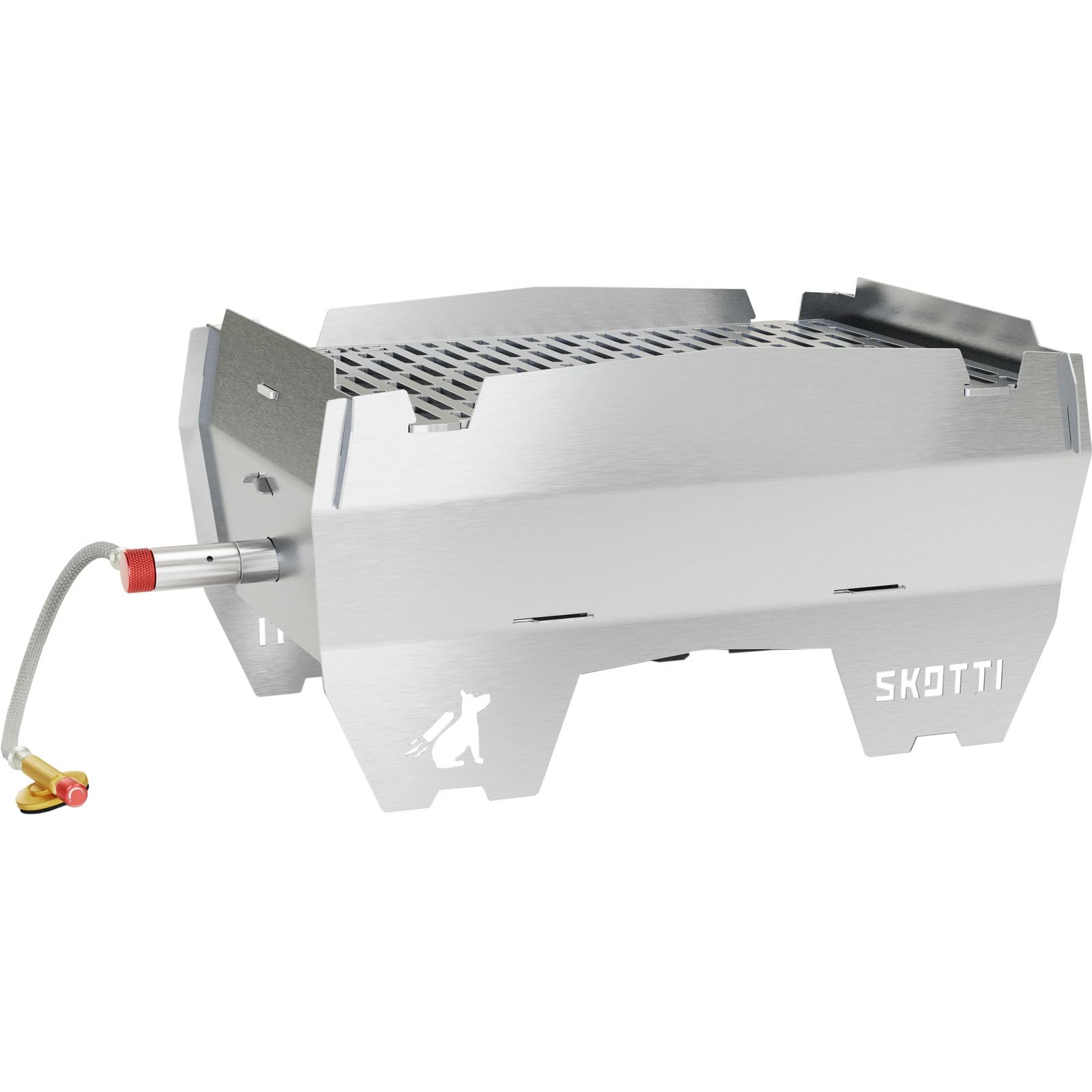SKOTTI Barbacoa de Gas, Parrilla Plegable Pequeña y Portátil para Camping con Cartuchos de Gas, Ideal para camping, festivales o balcones, Hornillo enchufable para asar y cocinar a la parrilla