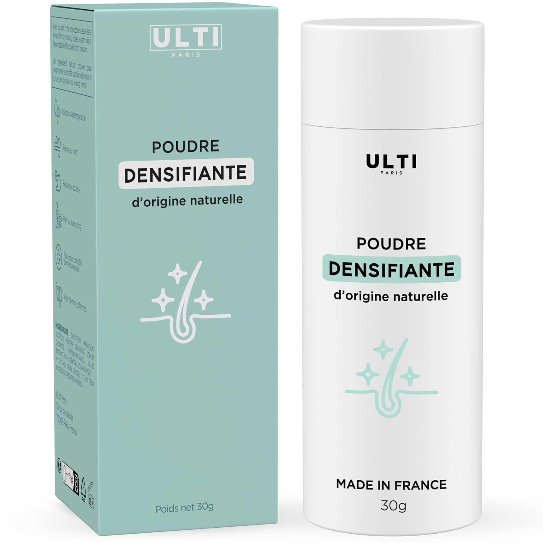 Fibres pour cheveux - 30 g - Poudre pour cheveux 100 % naturelle (brun foncé) fibres cheveux, épaississement des cheveux, cheveux fiber, cheveux powder, poudre de cheveux