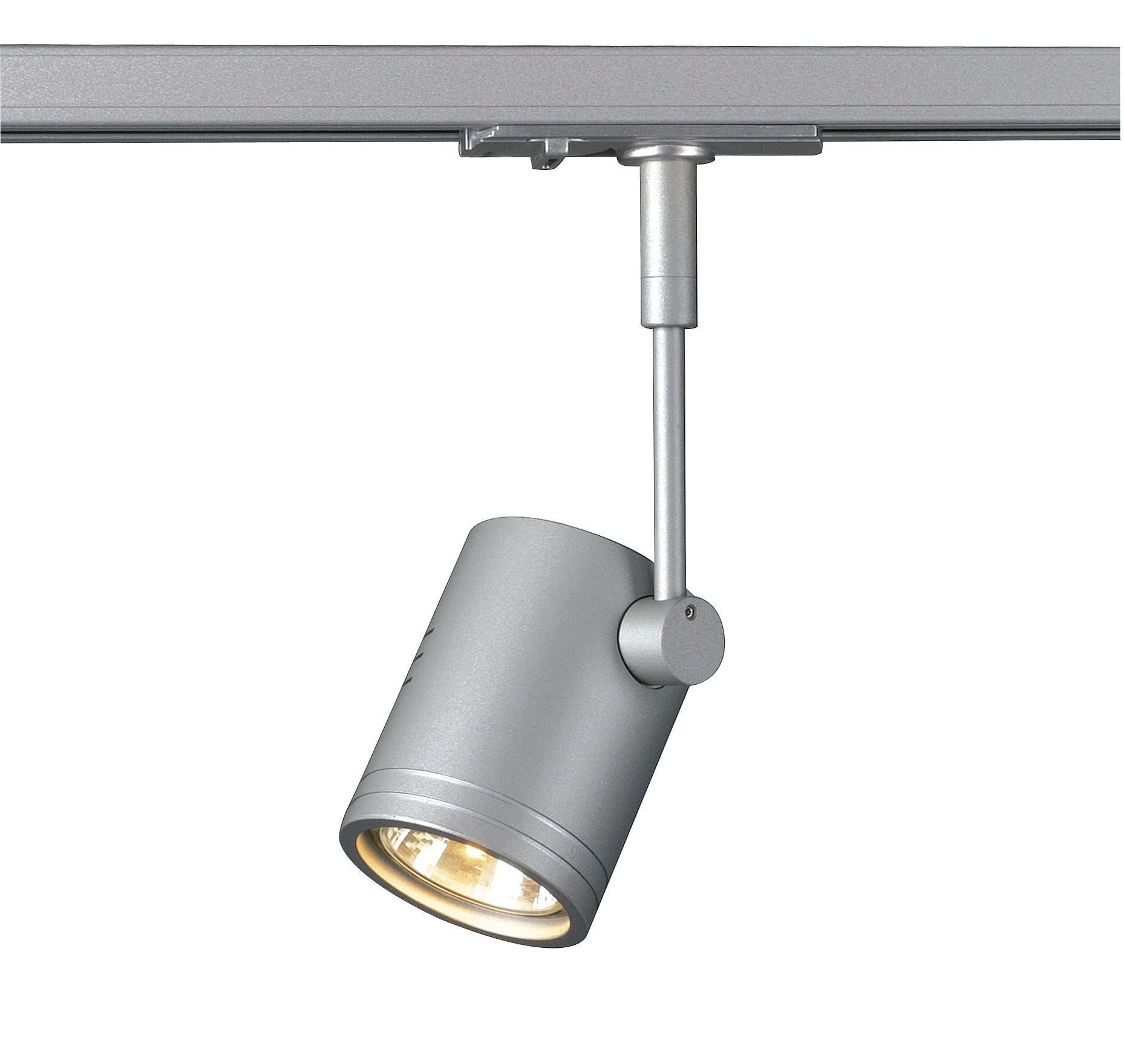 SLV 1-Phasen-Strahler BIMA I | Dreh- und schwenkbar, LED Spot, Deckenleuchte, Schienen-System, Schienenstrahler, Innenbeleuchtung, max. 50W 1P-Lampe | GU10 QPAR51, alu-silber