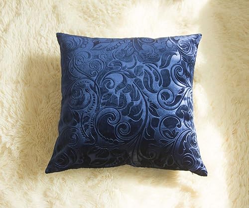 Miniatura 2 de Funda de cojín TangDepot de terciopelo pesado, con relieve, tela de terciopelo floral, anaglifo