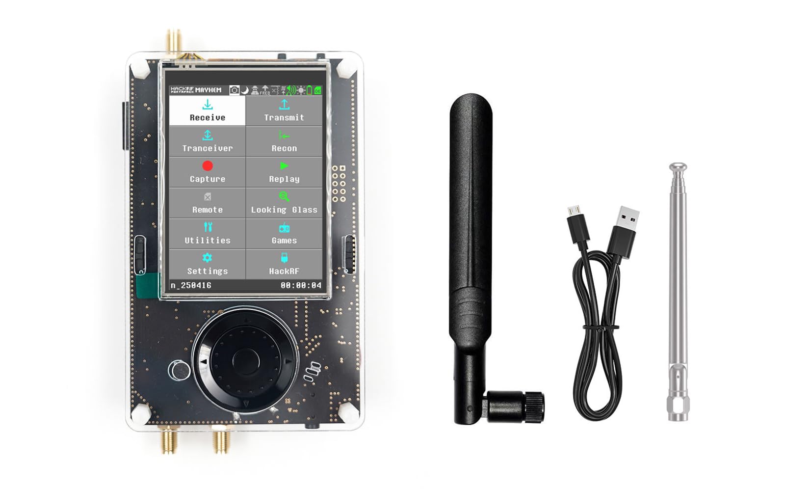 Portapack H4 + HackRF One Kit All-in-One com Antenas Arcylic Case