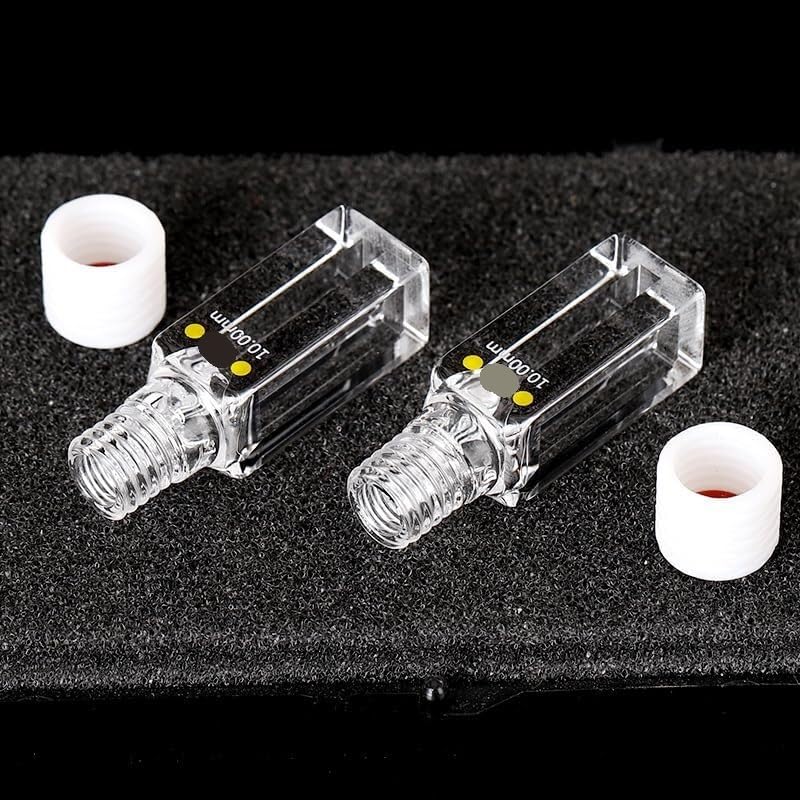 Cubeta de cuarzo con tapa de rosca, longitud de trayectoria de 10 mm, volumen de 350 ul/400 ul/600 ul, ranura de 1/2/3 mm ((02) 400 ul de ranura de 2 mm