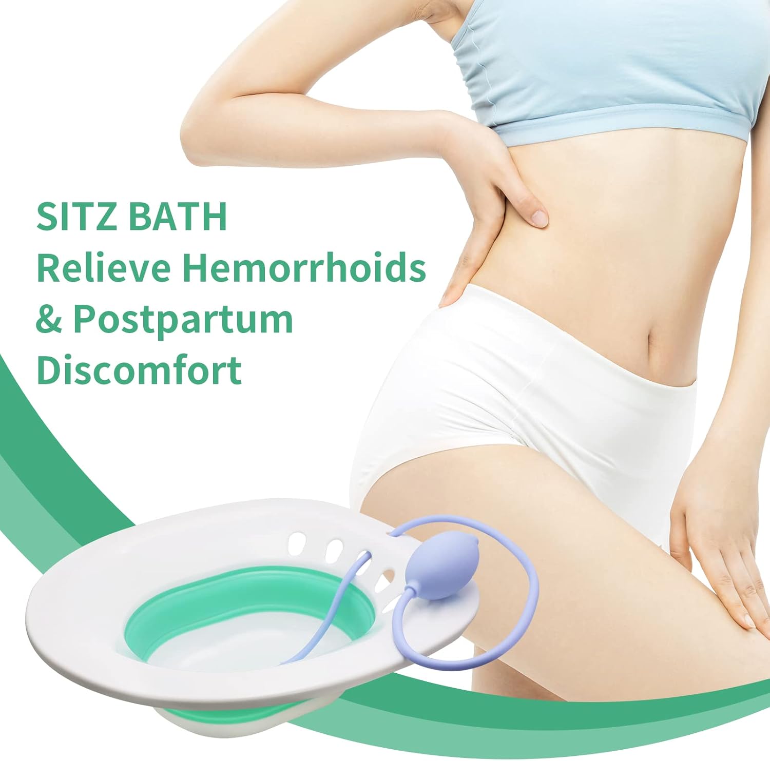 RUGUO Sitz Bath, Sitz Bath for Hemorrhoids - Sitz Bath for Toilet Seat - Sitz Bath for Postpartum Care, Yoni Steam Seat for Women, Collapsible, Wider Seating Area, Deeper Bowl : Health & Household