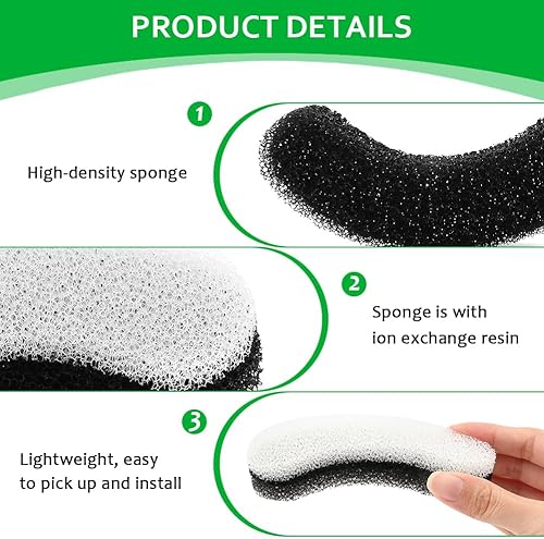 Miniatura 3 de Filtros de fuente de agua para gatos, paquete de 12 prefiltros de esponja de espuma de repuesto para mascotas para fuente transparente, filtro de