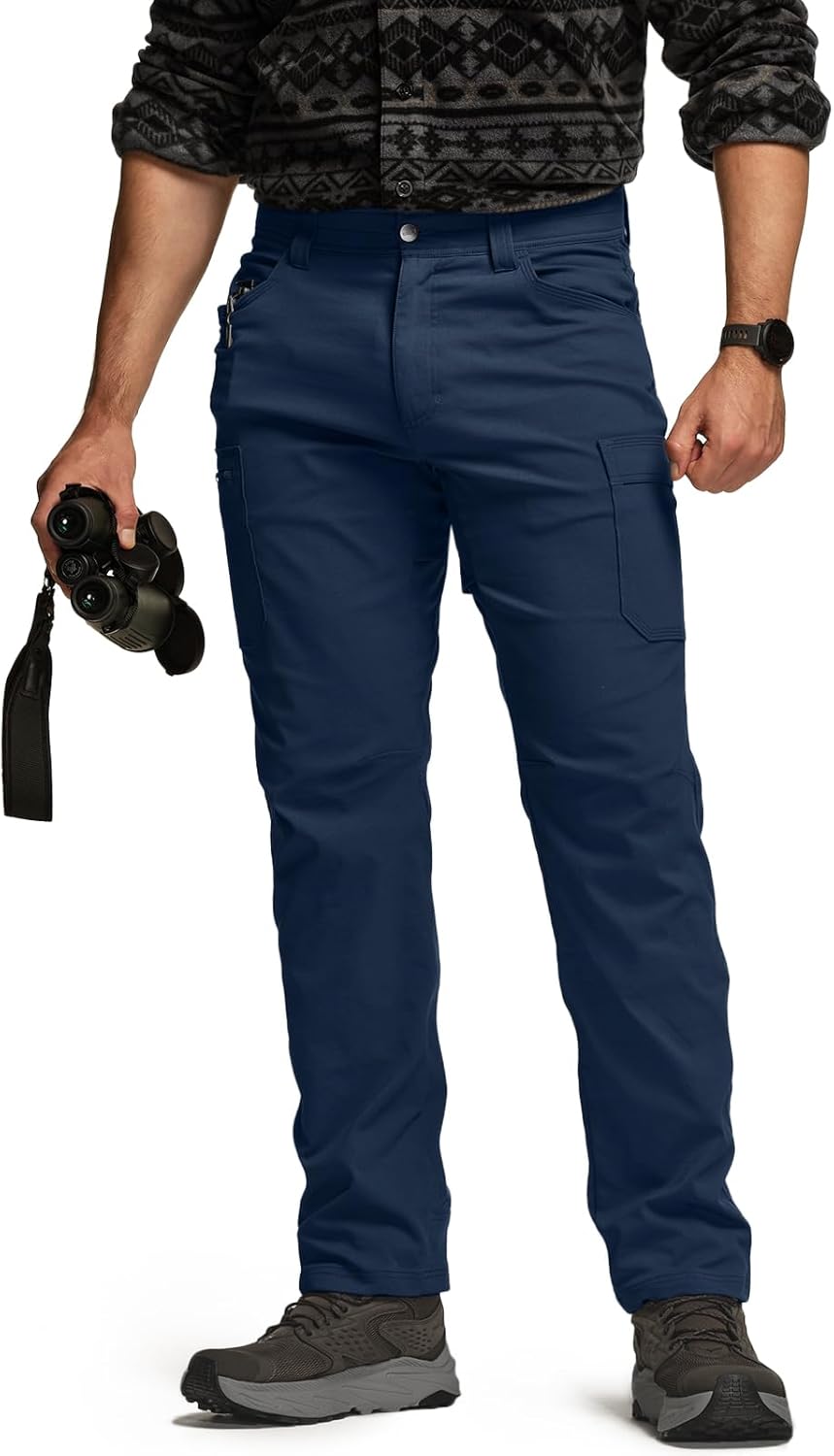 CQR Men's Active Flex Tactical Pants, Water Resistant Lightweight Stretch Cargo Work Hiking Pants