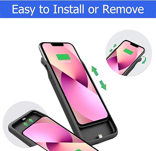 Miniatura 5 de Funda de batería para IP 13 Mini, [6500 mAh] Funda de carga inteligente delgada recargable compatible con IP 13 Mini (5.4 pulgadas), funda de