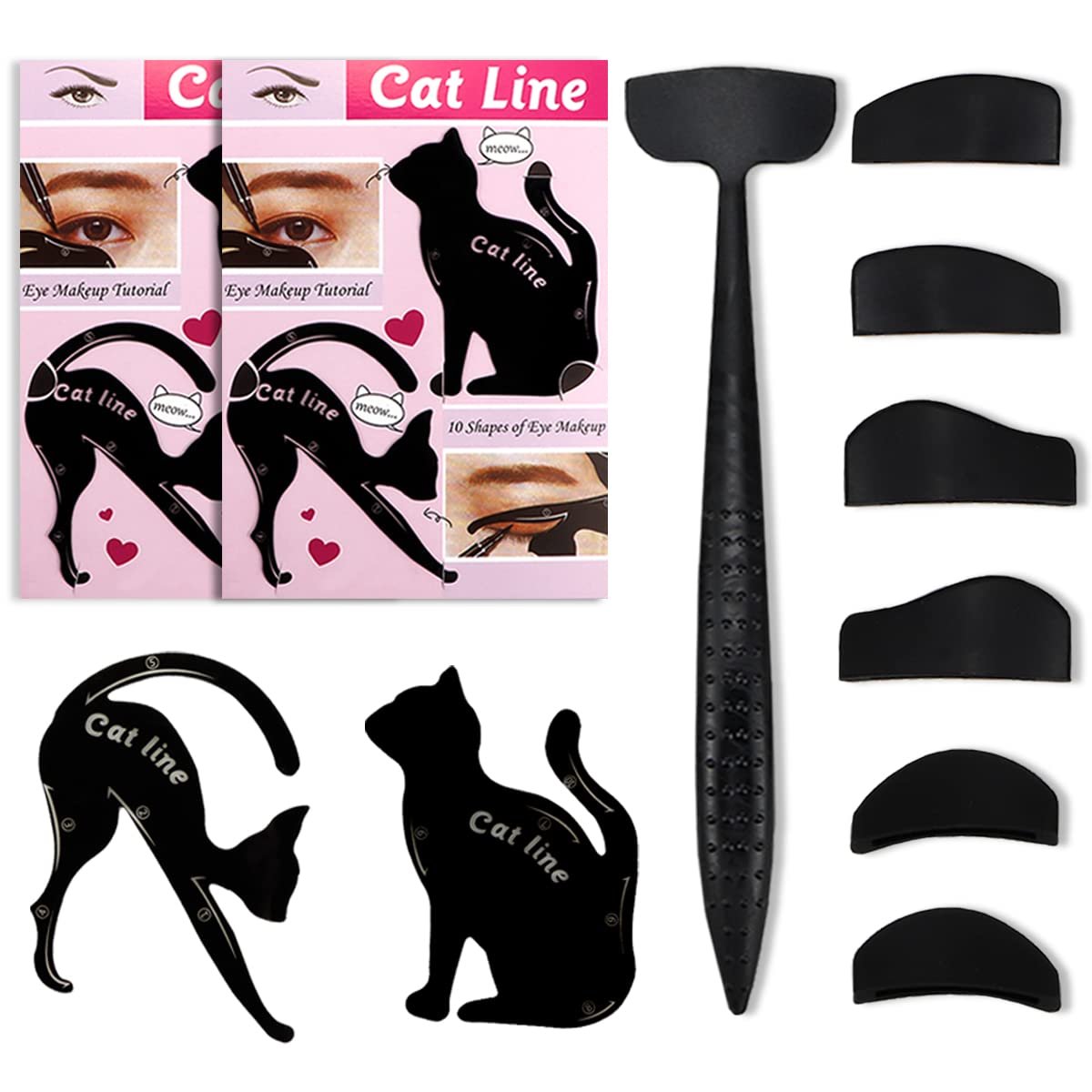 Eyeshadow Crease Line Kit, 7 in 1 Eyeshadow Stamp Kit and 4 Pcs Eyeshadow Shields for Eye Makeup, Quick Eye Makeup Tool & Lazy Eyeshadows Fixer, Silicone Eyeshadow Stencils for Women Girls Beginners