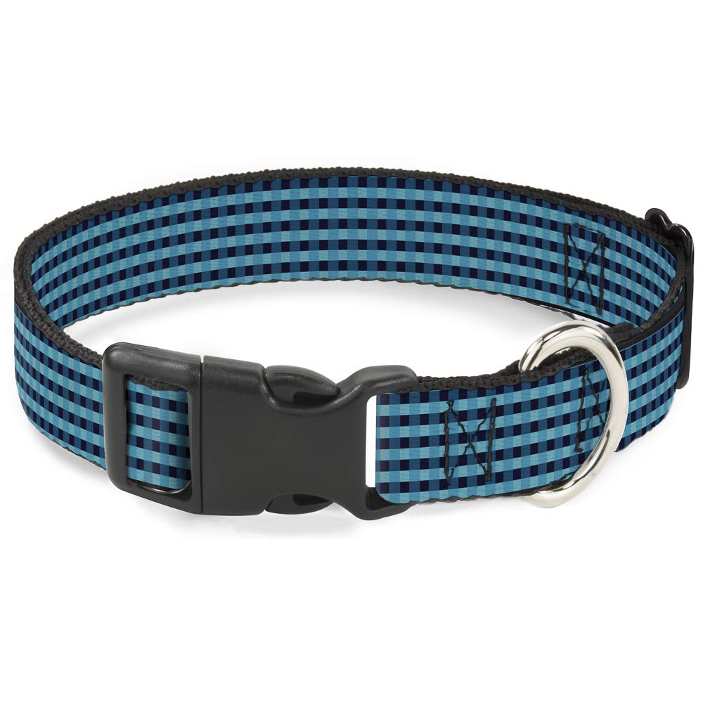 Collier mini buffalo plaid bleu marine réglable nylon 16-58 cm attache rapide plastique chien