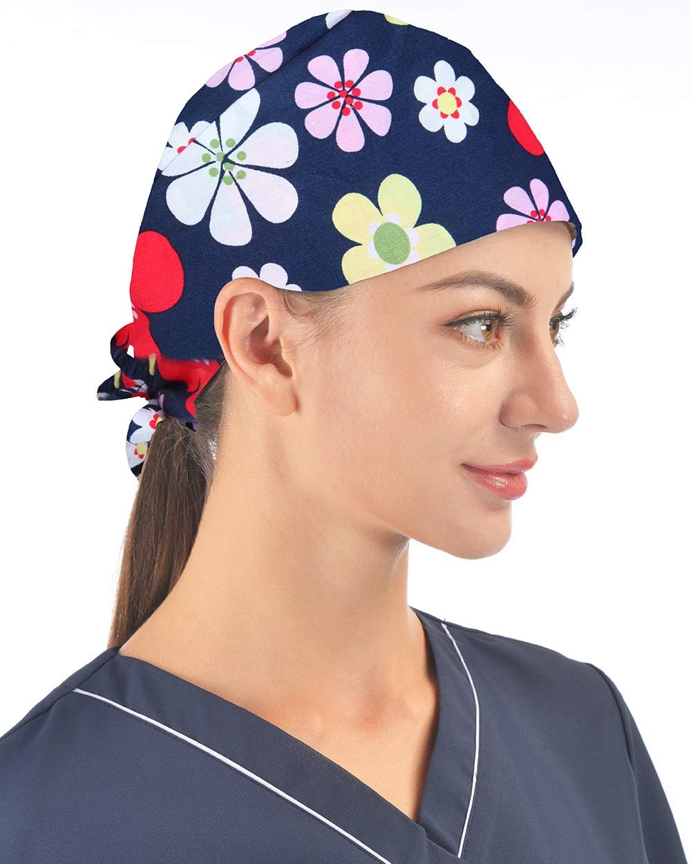 Kousenpu Adjustable Working Cap,Elastic Tie-Back Scrub Cap, Unisex, One Size Multiple Color - Image 2