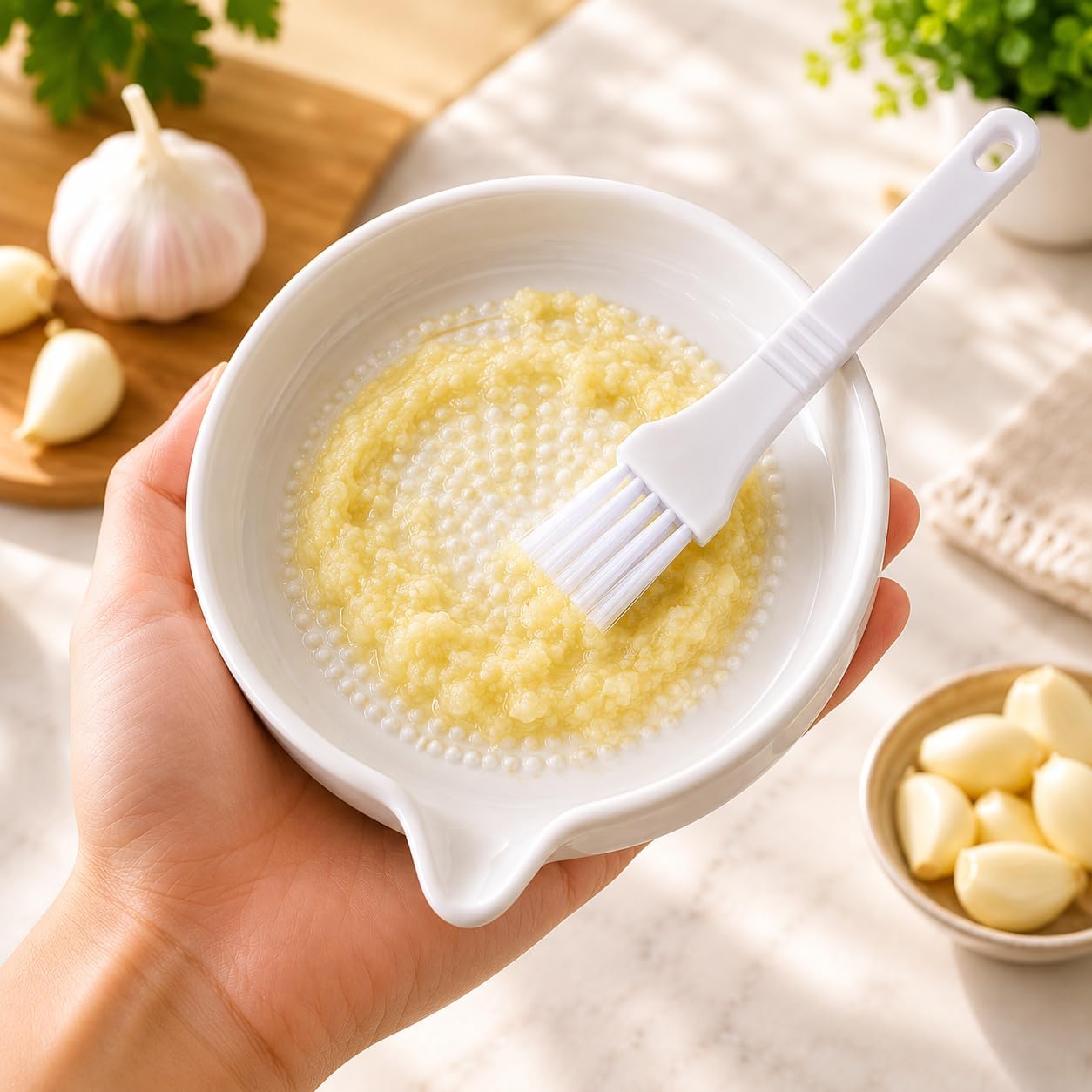 Ceramic Grater Plate for Garlic, Ginger, Fruits & Vegetables | Baby Food Puree Maker, Wasabi & Cheese Grating, Multipurpose Kitchen Tool, Garlic Crusher, Ceramic Material-image-15