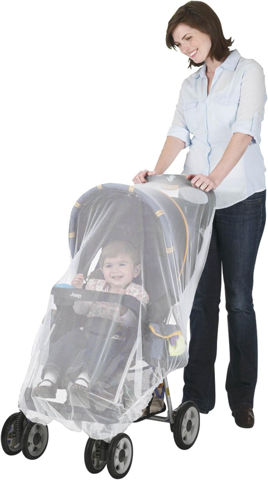 Jeep Mosquito Net for Strollers, Mosquito Net for Car Seat and Infant Carrier, Universal Size, Bug Cover, Weather Protection, White