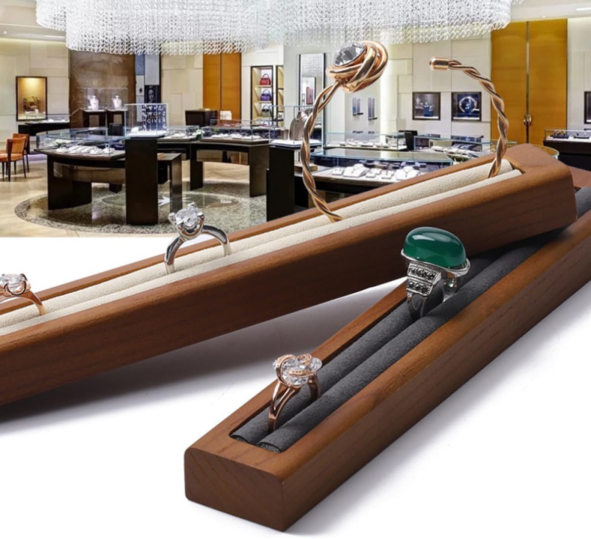 Solid Wood Jewelry Holder Display Rack for Rings and Earrings image 2