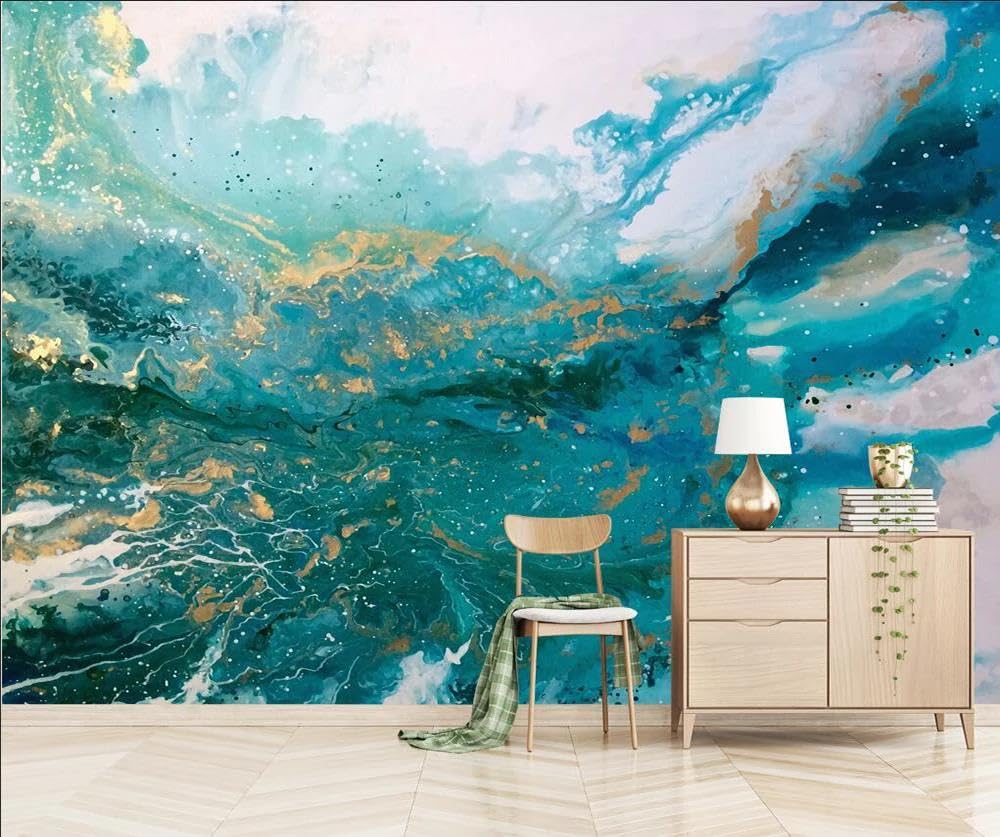 Papier peint mural 3D bleu ILIYA intissé minimaliste salon chambre