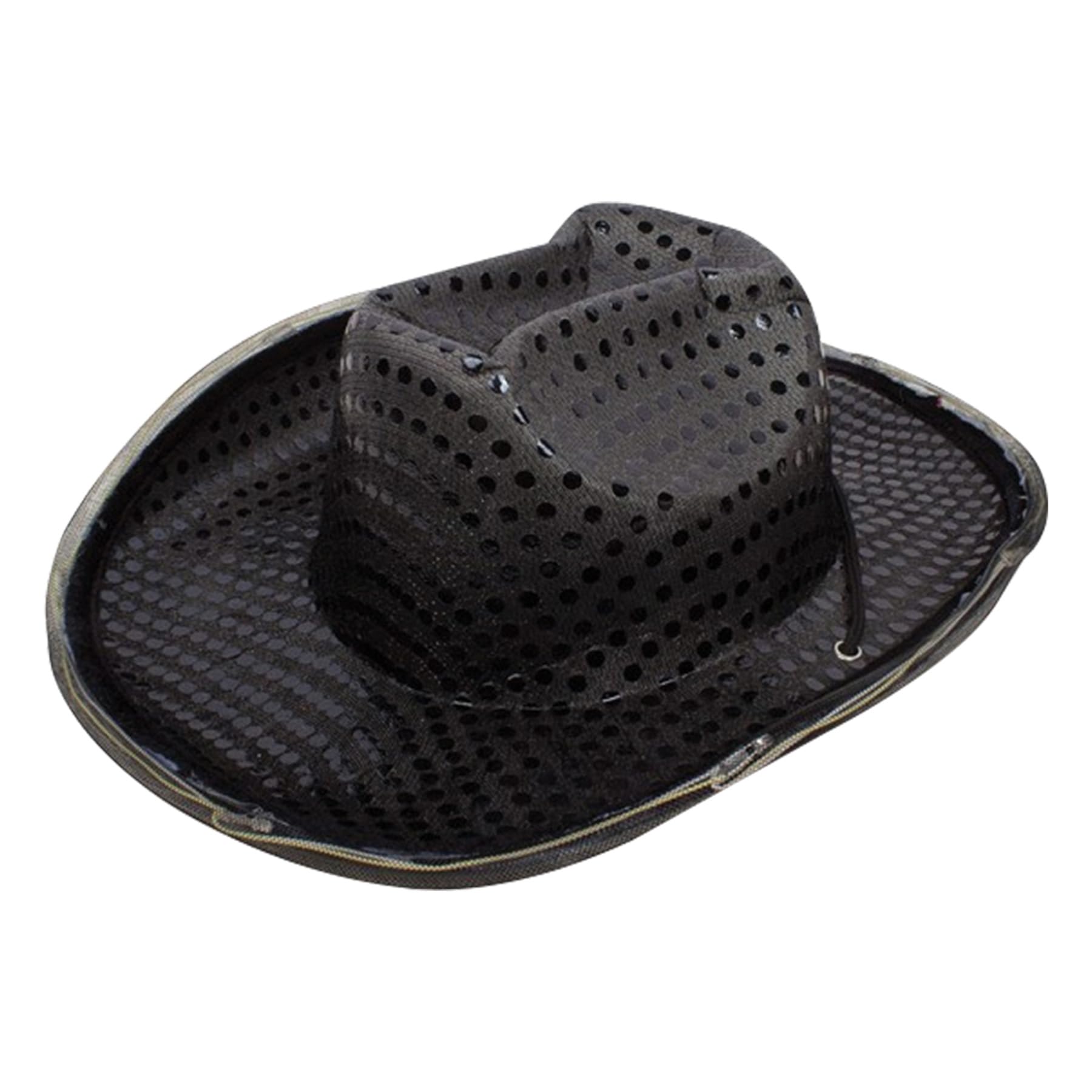 Black Sequin Cowboy Hat for Men and Women – Unisex Adult Texan Cowgirl Hat Fancy Dress Party Accessory