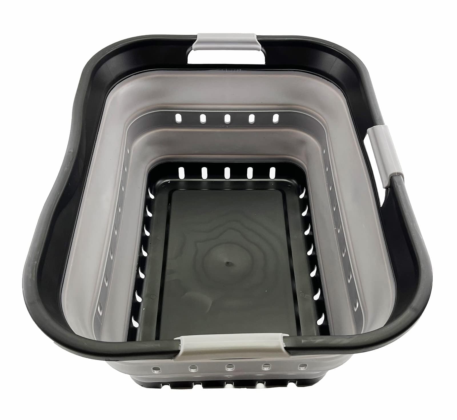 SAMMART 42L Collapsible Plastic Laundry Basket - Foldable Pop Up Storage Container/Organizer - Space Saving Hamper/Basket (Black/Alloy Grey)
