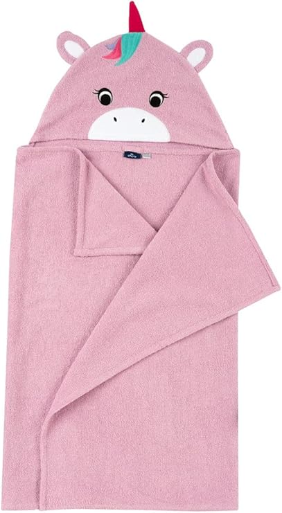 Chicco, Einhorn Bademantel aus Baumwolle mit Kapuze, Badetuch Mädchen, Rose, Einheitsgröße