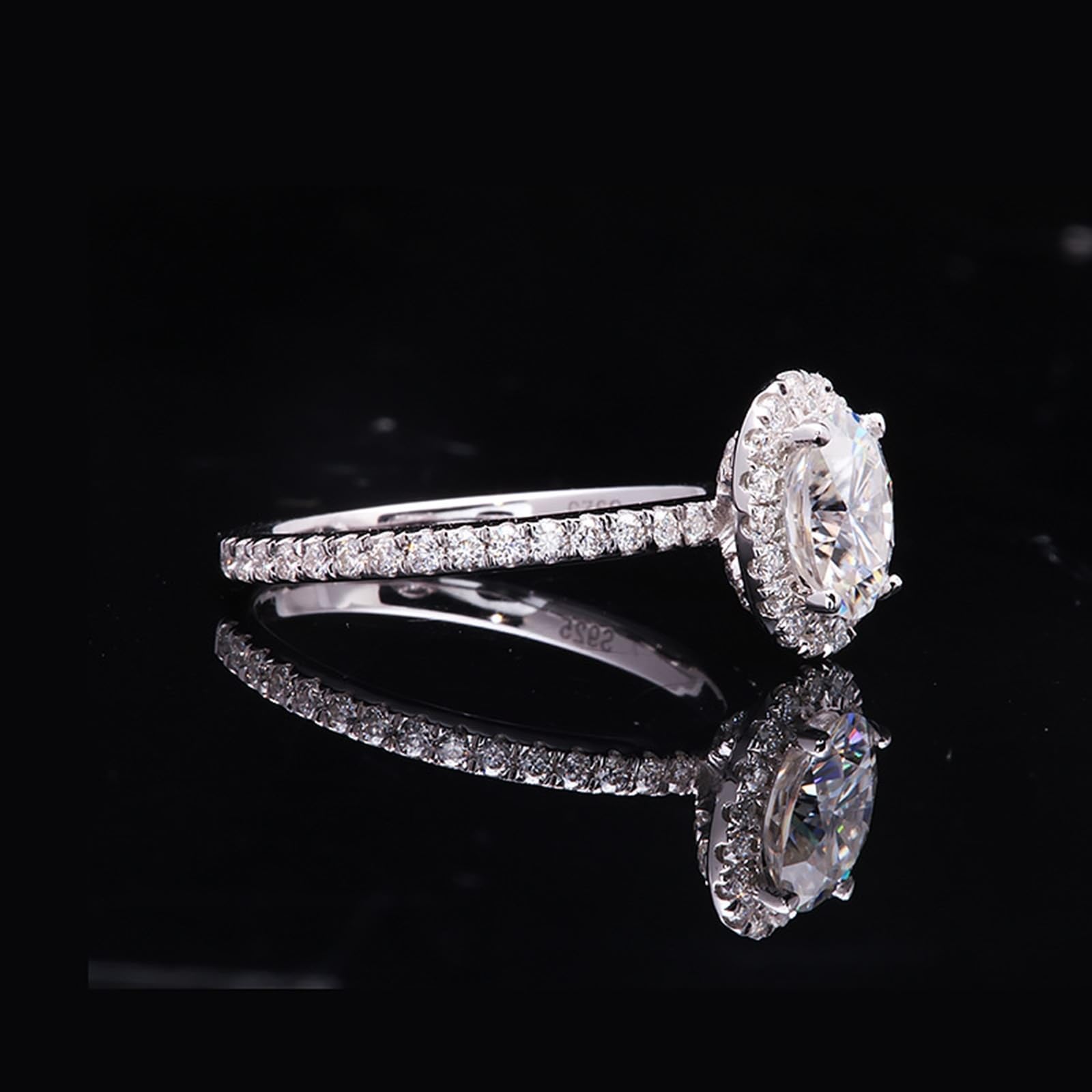 Anillo de oro blanco de 14 quilates, anillo de compromiso, anillos ovalados para mujer