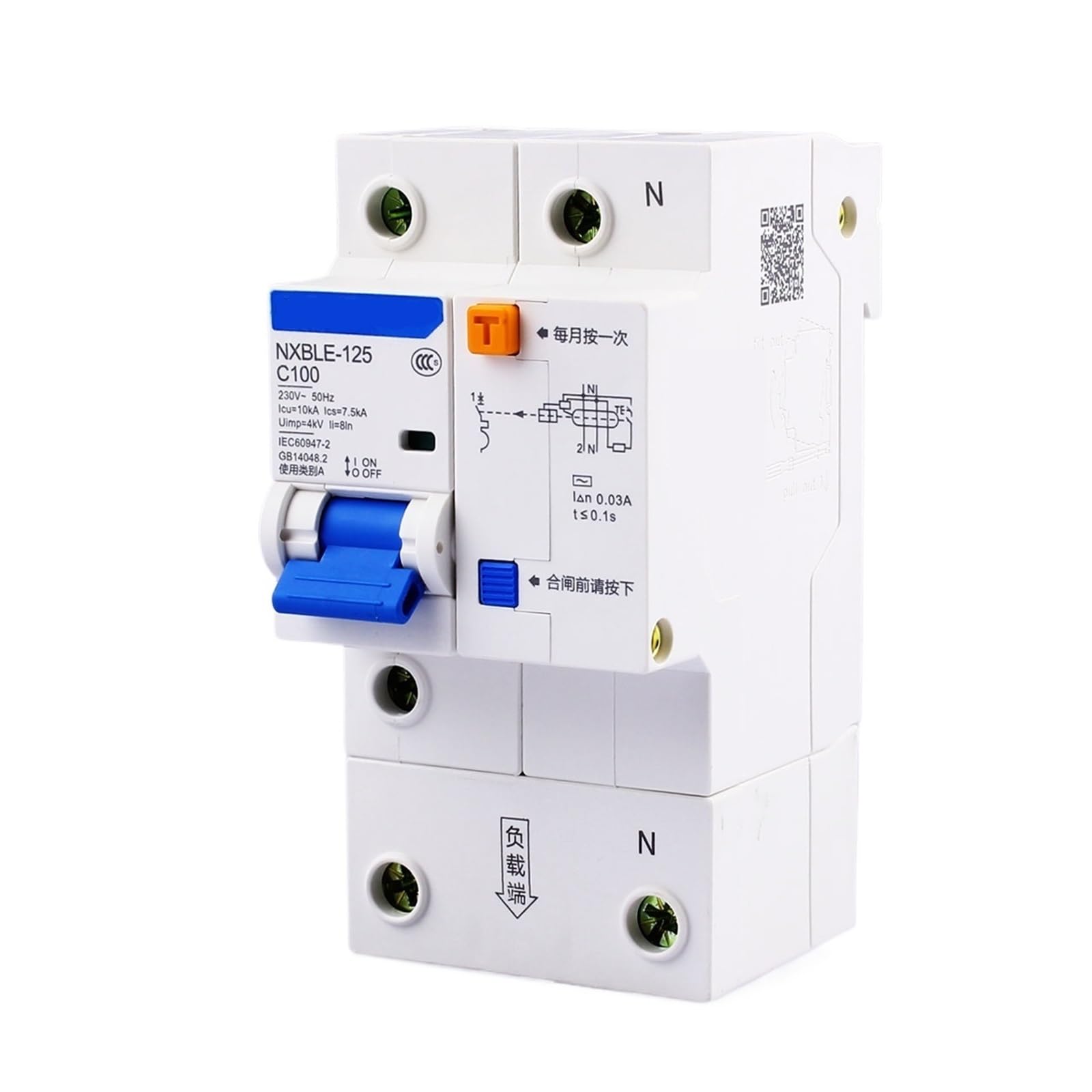 Disjoncteur différentiel 80A 1P+N NXBLE-125 pour tableau 230V