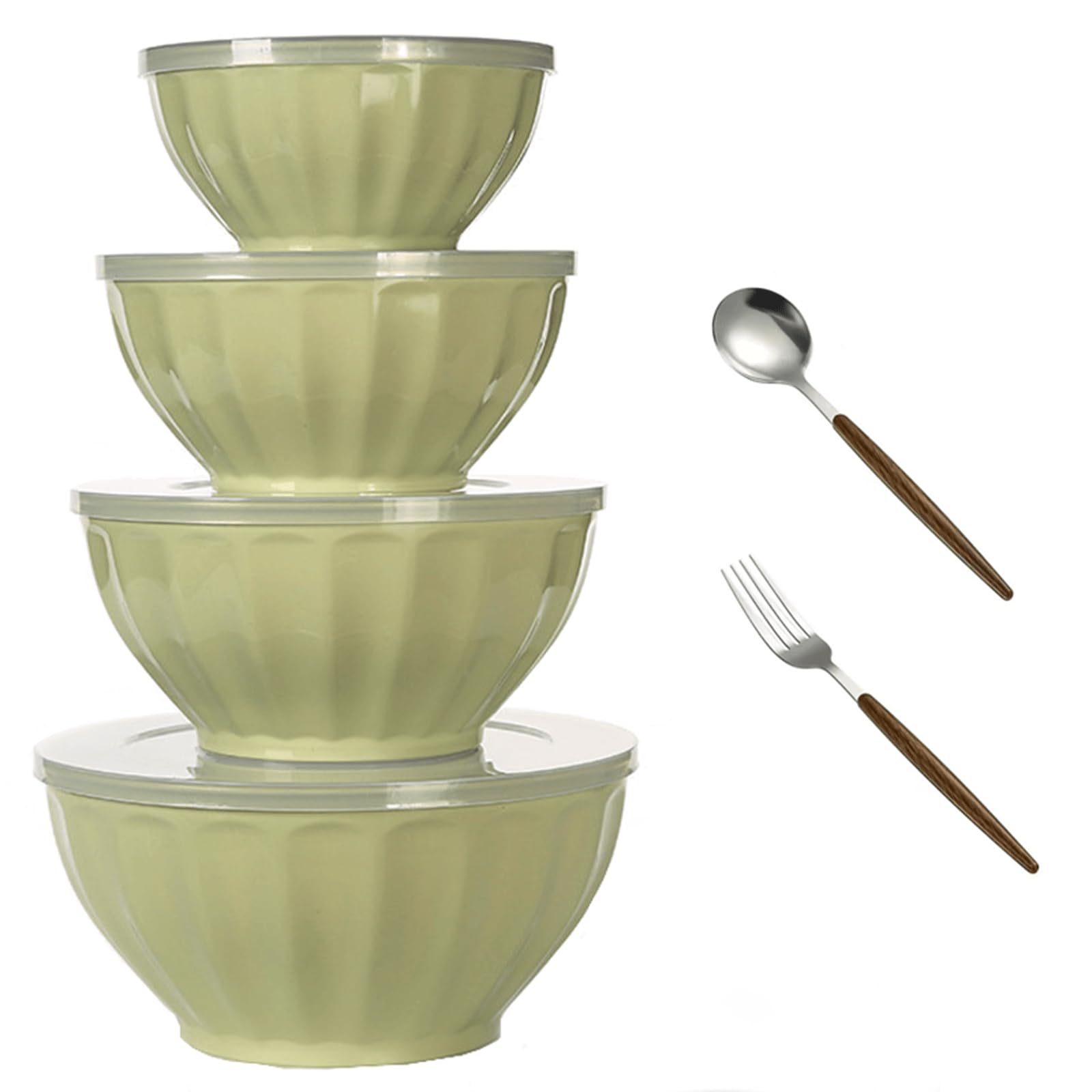 Voncine Premium Plastic Mixing Bowls with Lids, Microwave Safe with a