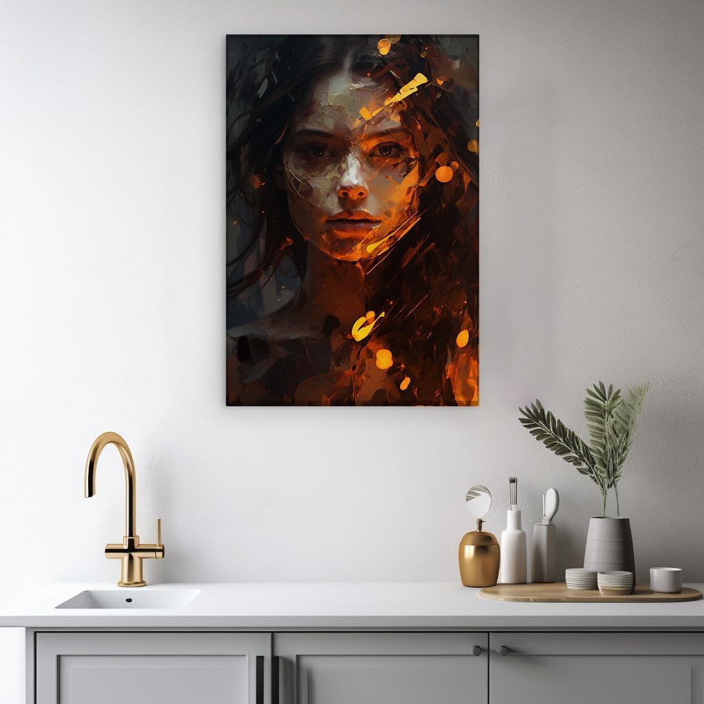 Canvas for Living room. Whispers of Mystique: Unveiling the Ethereal Woman in a Surreal Digital Dreamscape, 27 x 18 inch Canvas Wall Art - Contemporary Masterpieces - Inspirational Office Decor