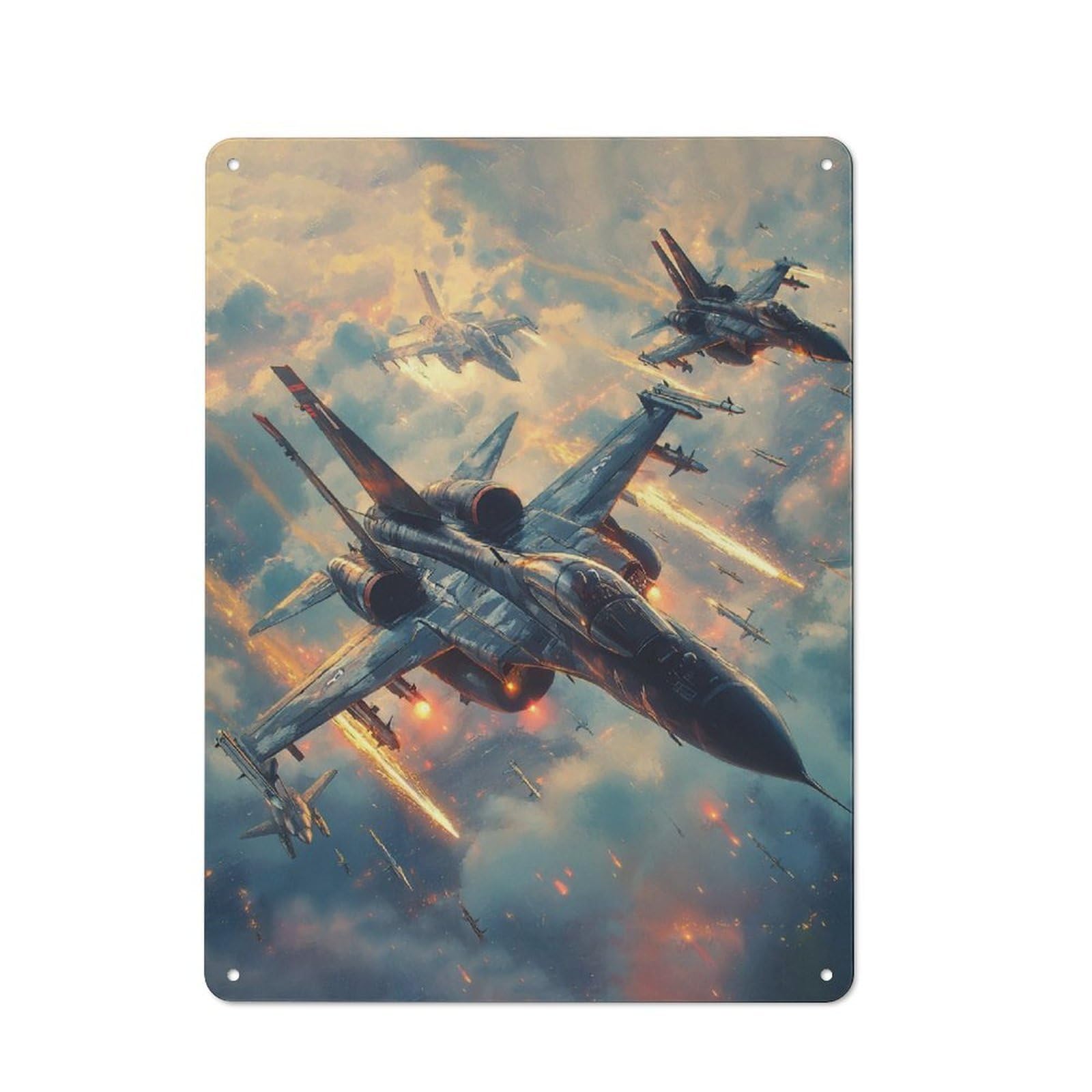 Junmoney Fighter Jet Aerial Combat Tin Wall Plaque 40X30cm With For Guest Room Or Hallway, For Metal Sign Collectors, For Garage And Workshop Walls