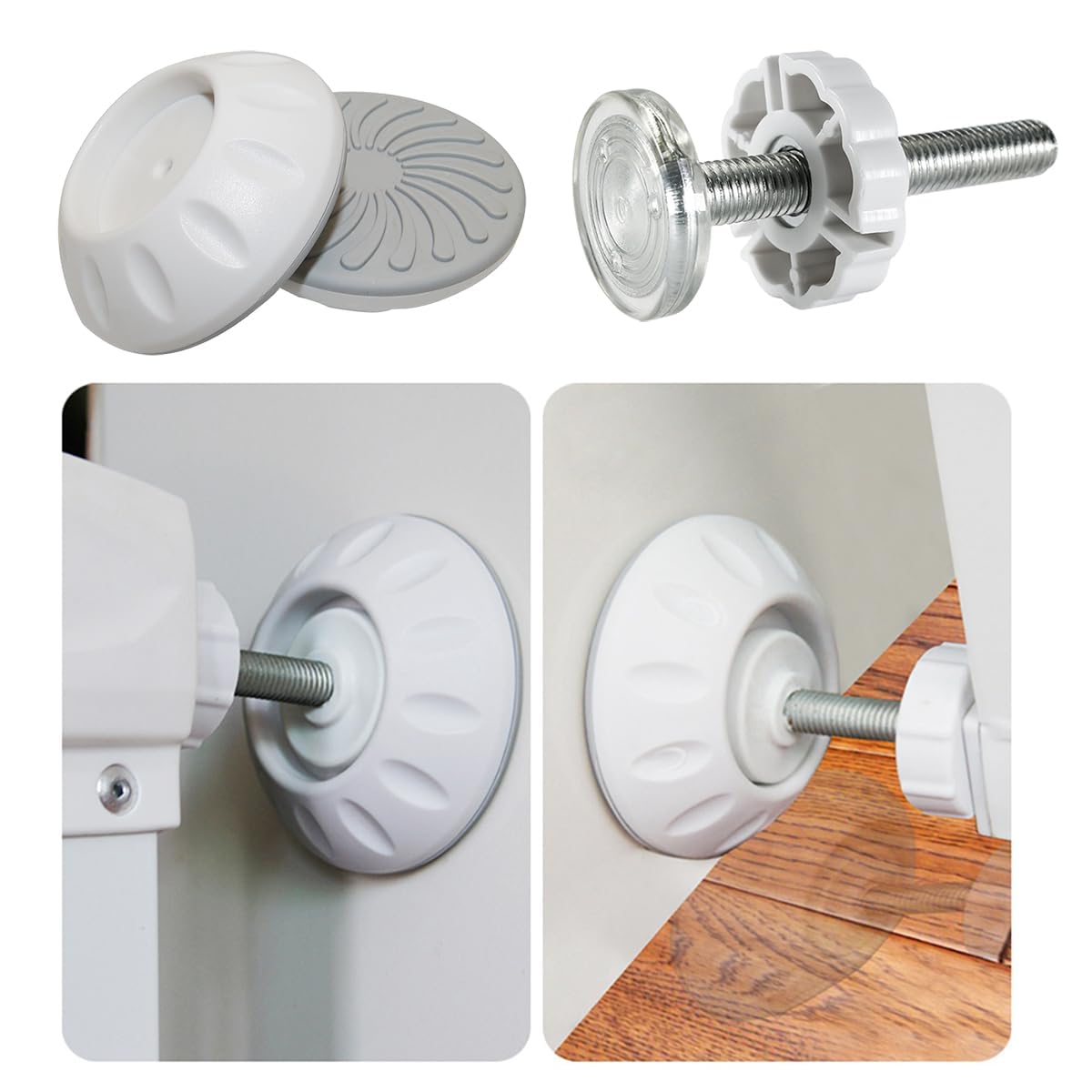 Azonee Kid Gate Pet Dog Threaded Spindle Rods Long Screws, Silicone Safety Gate Adaptor Wall Protector Pressure Mounted BoltsKit,Stair Gate Extension Wall Saver Wall Guard Protector Safety Gates