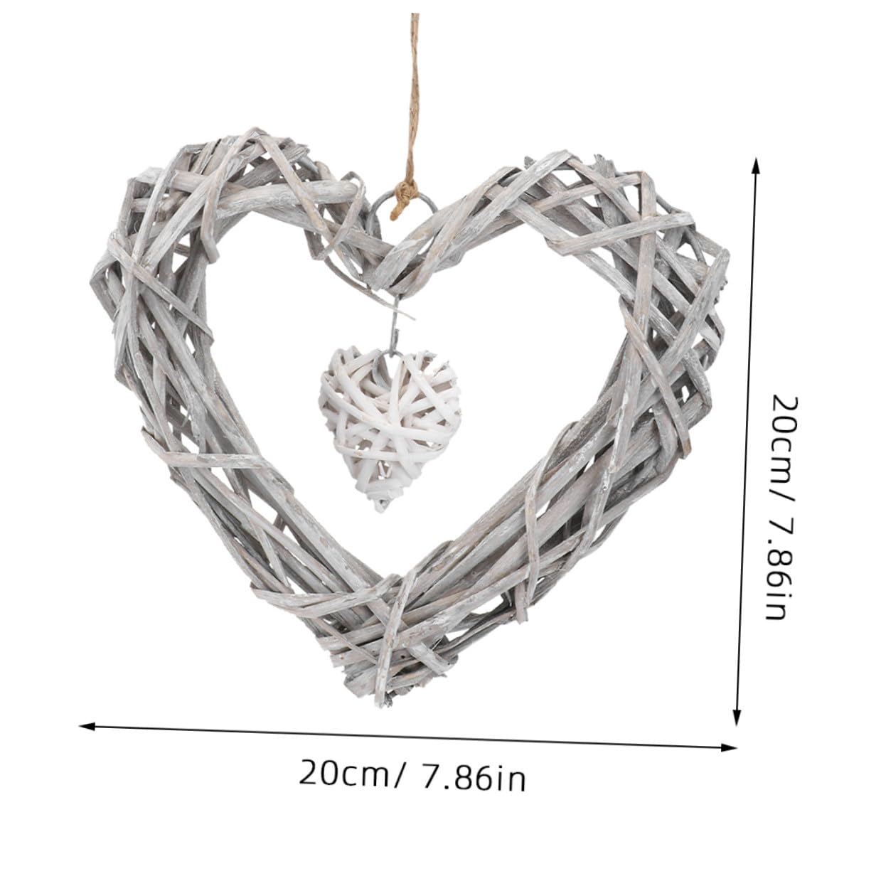 Homoyoyo 4 STÜCKE Rattan Herz Deko zum Aufhängen Handgefertigt mit Spitze Romantischer Weidenkranz für Hochzeit Party Schlafzimmer Wanddekoration Langlebig und Leicht Stilvolles Herz