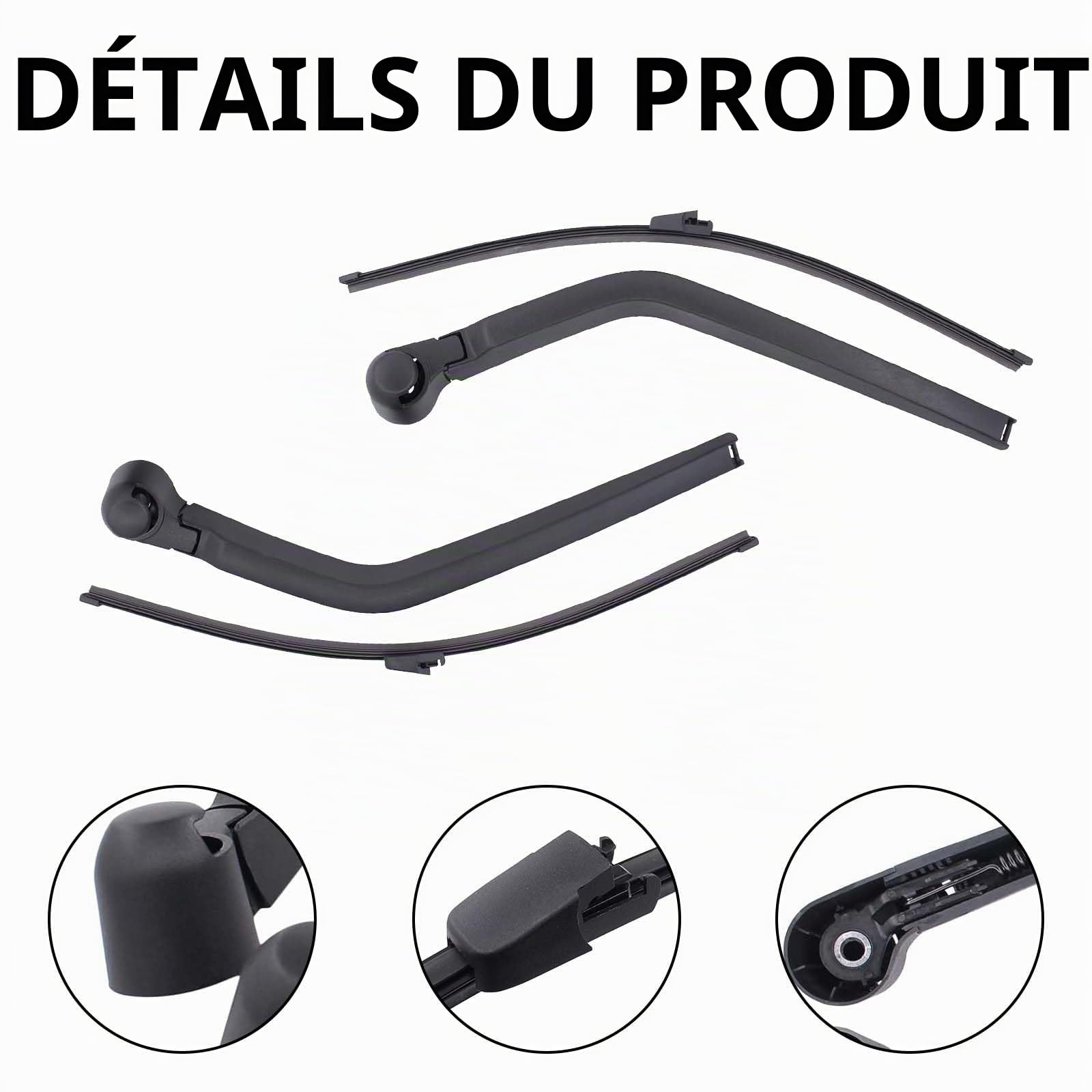 Essuie Glace Arrière pour Transporter T5 T6, Bras D'essuie Glace Arrière Jeu de Balais D'essuie Gglace de Remplacement porte Arrière Gauche Droite pour Accessoires Caoutchoucs D'essuie Glace