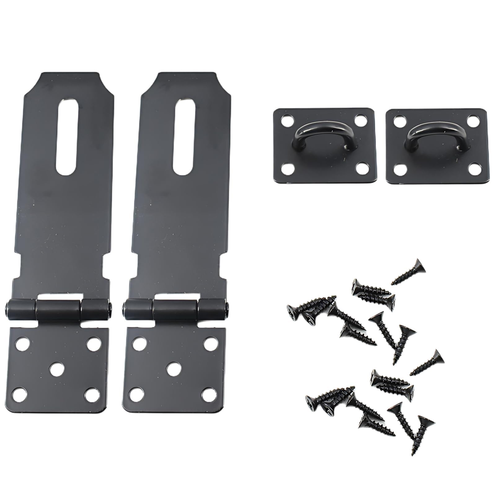 2 Pcs Hasp and Staple Heavy Duty with 18 Screws, Shed Door Lock Latch for External Doors Padlock Hasp for Windows Cabinets