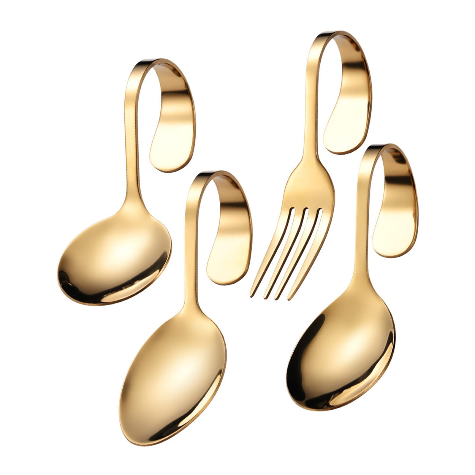 Zxfdsfdbnm Premium Stainless Steel Spoon and Fork with Innovative Bent Handle Design Camping Outdoor Meal Utensils for Various Dishes Contemporary Kitchen Cutlery