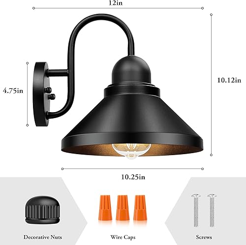 Miniatura 9 de Brightever Faroles de pared para exteriores de cuello de cisne, paquete de 2 lámparas exteriores, apliques de pared de granero exteriores