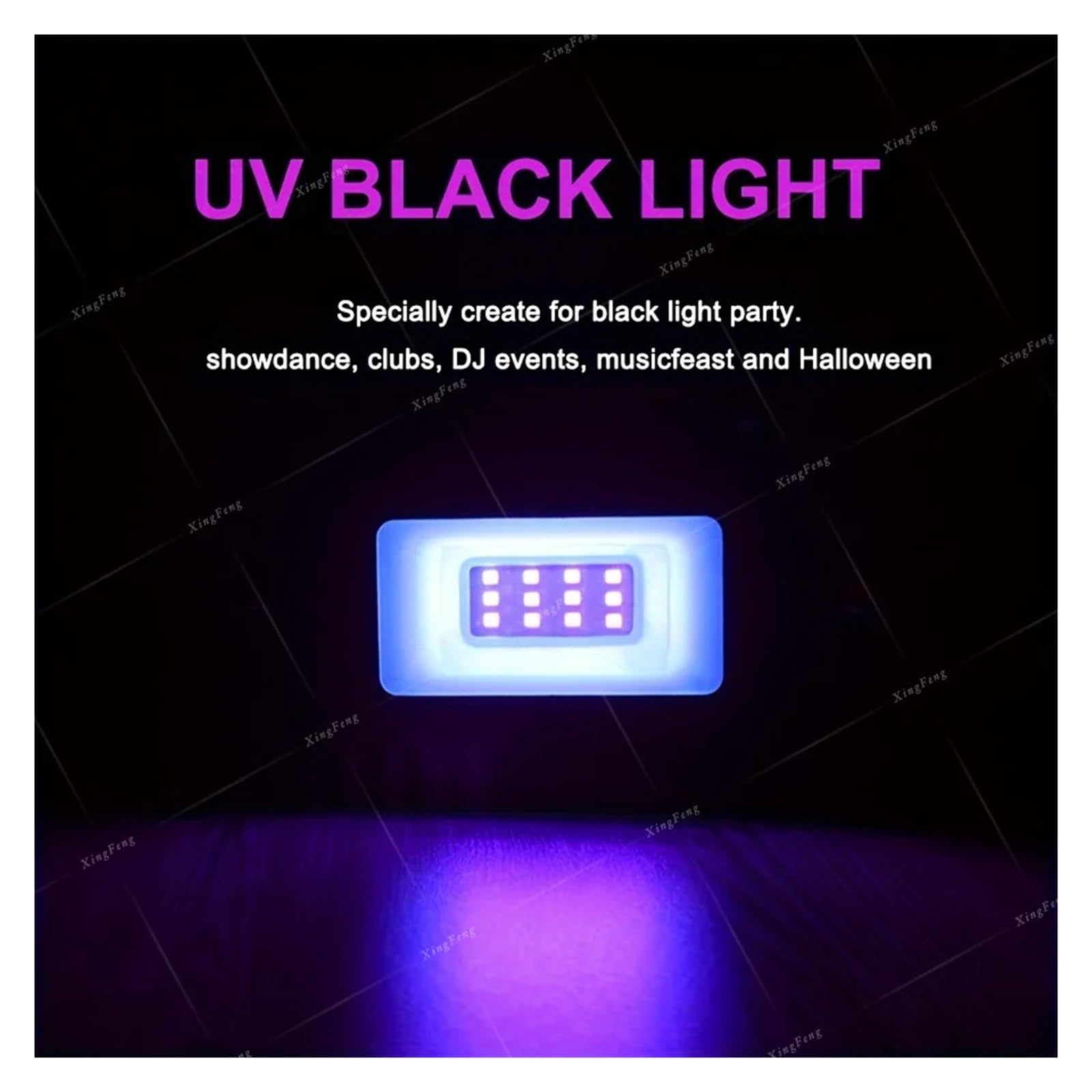 Faretto LED UV da 10 W, proiettore UV da 385-400 NM, Luce Fluorescente da palco, Effetto UV con Interruttore for Feste, DJ, Illuminazione for Festival(12LEDs-3P)
