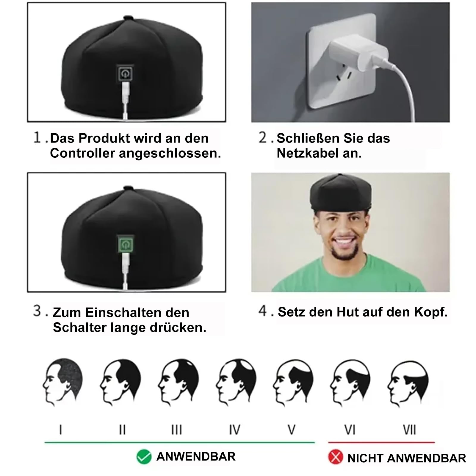 120 LEDs 660nm & 830nm Rotlicht Therapie Kappe Nahinfrarotlicht Haarwachstumsgerät Entspannung der Kopfhaut und Linderung Haarausfall behandlung bei dünner werdendem Haar