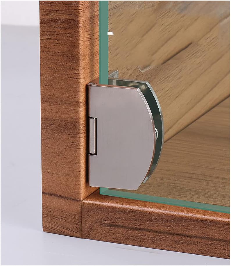 [2 Pieces] Cabinet Glass Door Hinge Bathroom clamp Frameless Glass Door Cabinet Showcase Cabinet clamp 90 Degree Hinge
