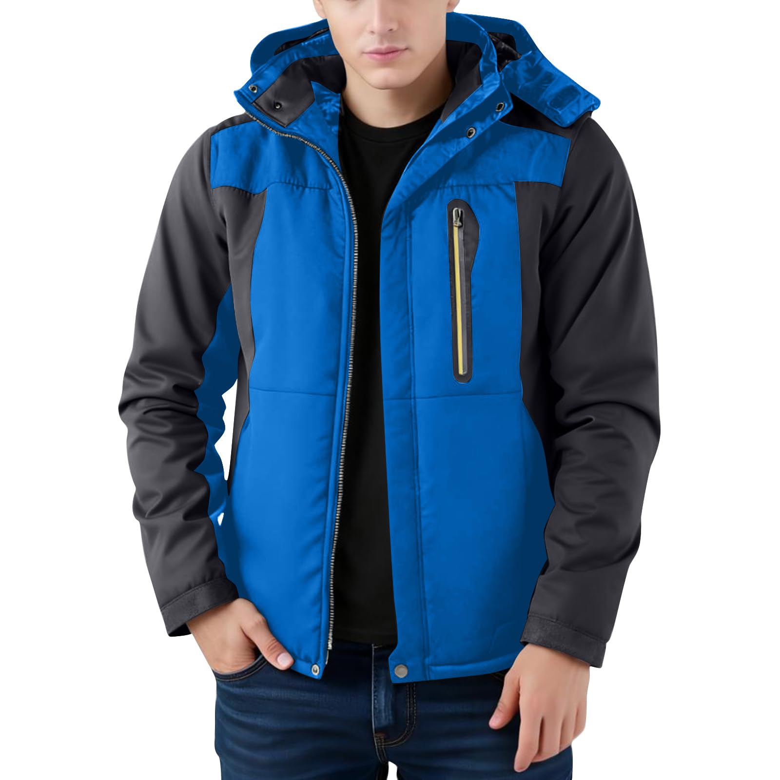 SOOUICKER Warme Winterjacke Herren Gefüttert Softshelljacke Wasserdicht Winter Skijacke Warm Outdoor Jacken Fleece Fleecejacke mit Kapuze Winddicht Softshell Funktionsjacke