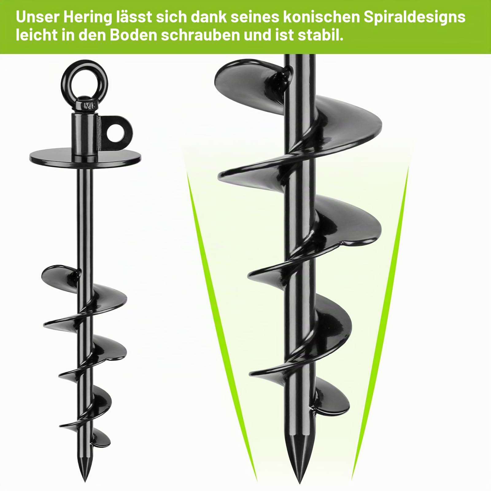 38,1 cm Langer Hunde-Angelrand, robuster Hundeanker für Hunde bis zu 100 kg, kein Verheddern, zu entfernen, ideal für Hof, Camping und Strand, 1 Packung (schwarz)