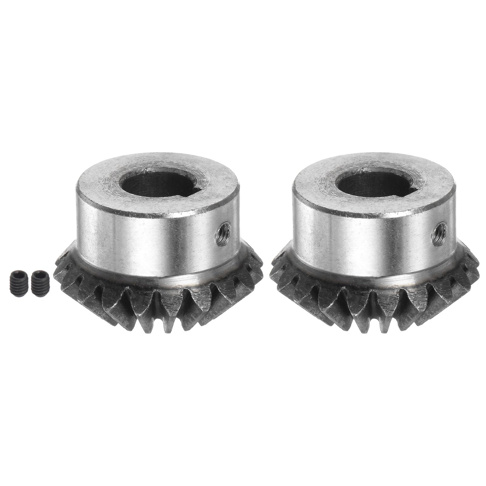 sourcing map 2pcs Biseau Engrenage 2M 20 Dents 14 mm Arbre Trou 1:1 Conique Conique Pignon Engrenage 45# Acier 2 Module 90 Degré Direction Engrenage, avec 5mm Clavette