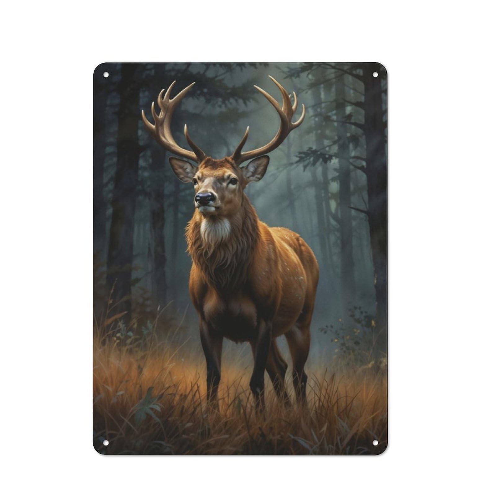 Majestic Deer in Forest Retro Metal Wall Decor 40x30cm, Metal Sign for Pub, Home Bar, Shed Or Man Cave, for Relaxed Wall Styling