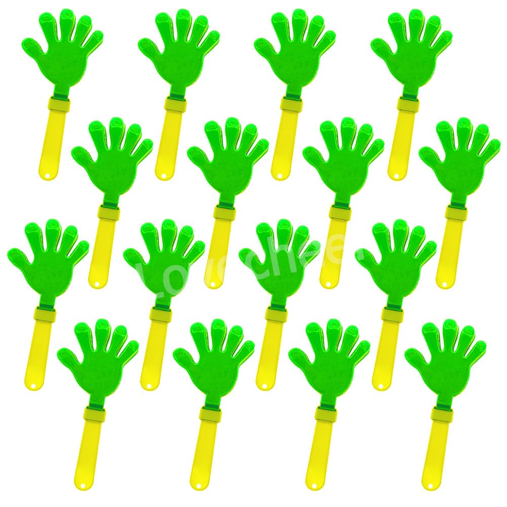Lovecheer 16PCS Hand Clappers Green and Yellow Cheer Clapper Noisemakers for Sporting Events Hockey Football Supporting Team Easter Halloween Make Noise