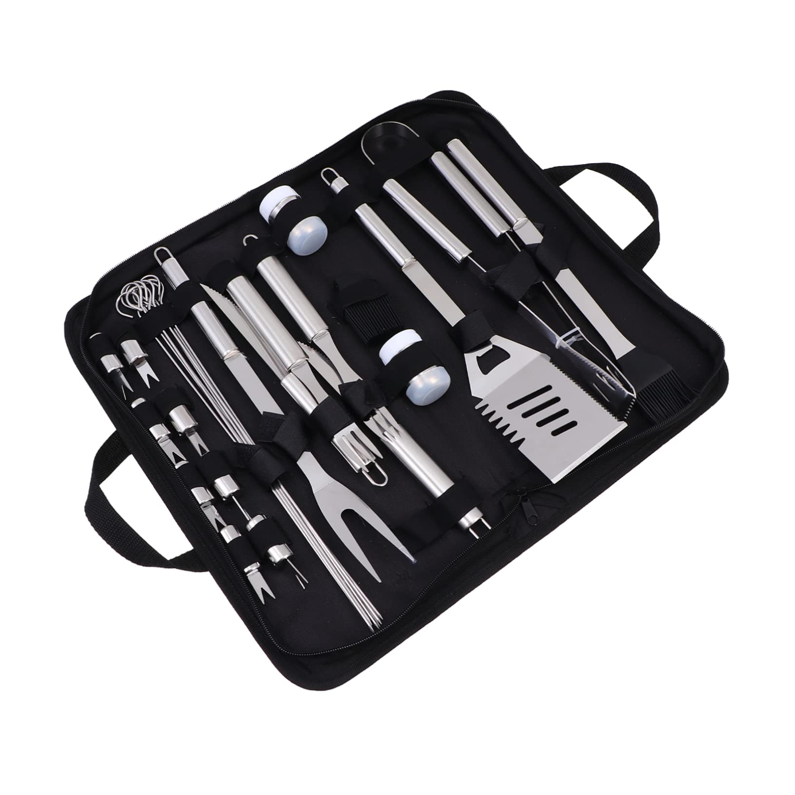 ifundom Strumenti Barbecue Acciaio Inossidabile Esterno Nero Utensili Barbecue Accessori Kit Strumenti Portatile