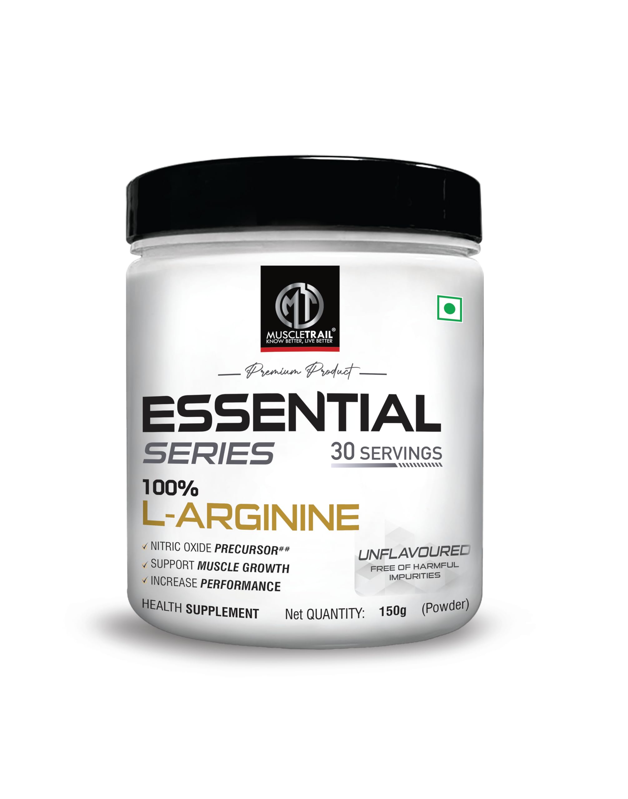 MuscleTrail Essential Series 100% Pure L-Arginine - Health Supplement (Unflavoured, 150g) | 30 servings | Nitric Oxide Precursor, Support Muscle Growth, Increase Performance | (B0B5Y768BN) Amazon Price History, Amazon Price Tracker