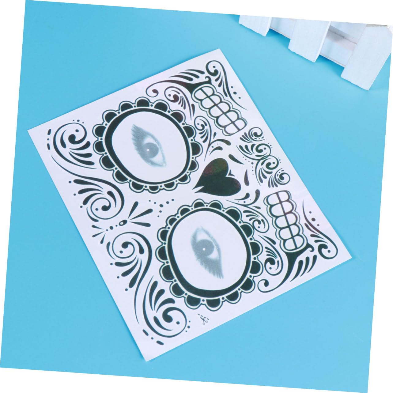 Beavorty 2piezas Parche Facial Tatuajes Temporales De Esqueletos Día Muertos Resistentes Al Agua Cara Perfectos Para Halloween