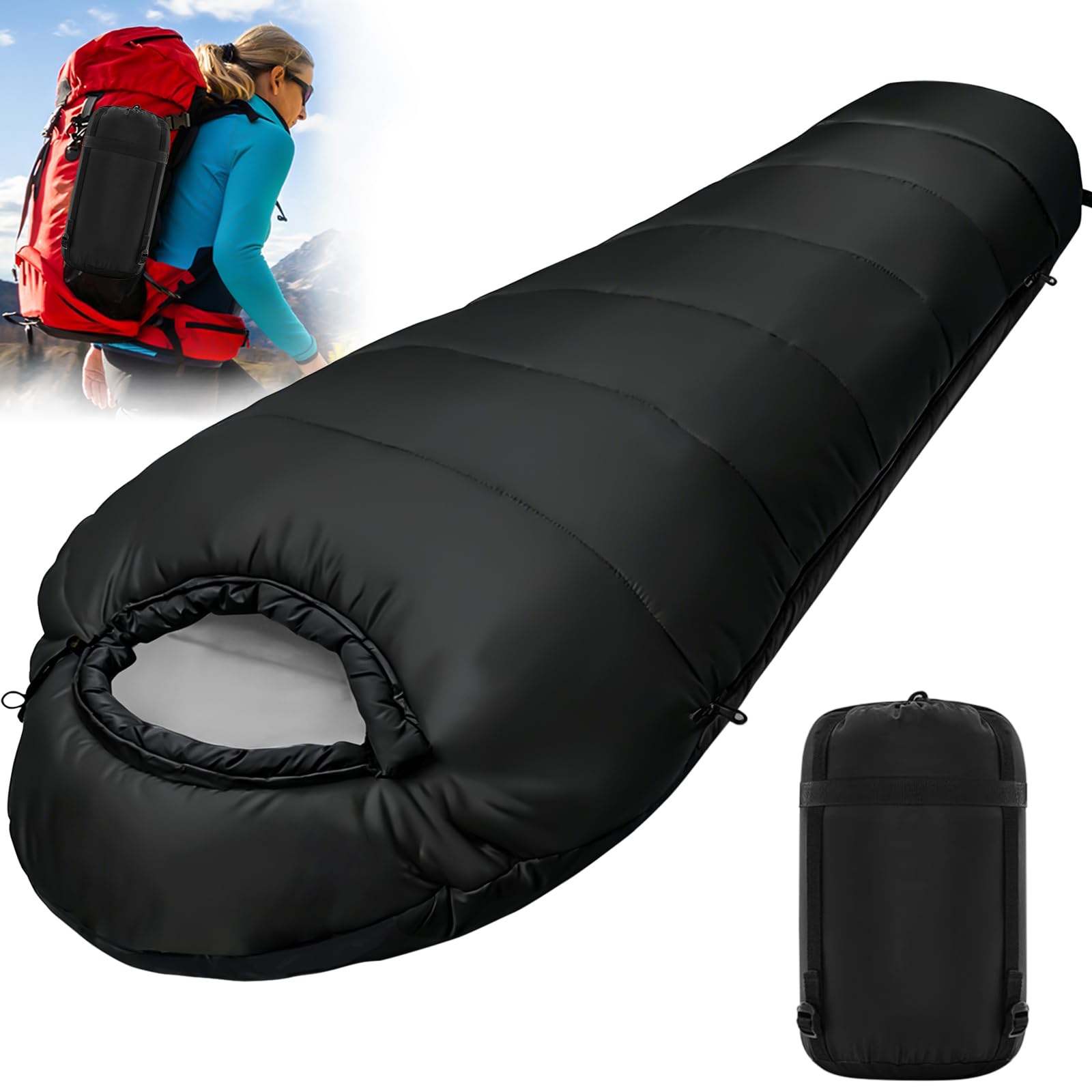 XUNIVERS Schlafsack 4 Jahreszeiten,Schlafsack Ultraleicht,Mumienschlafsack Winter für Erwachsene Wasserdicht,Outdoor Ultraleicht für Camping,Reisen Zelten,Outdoor und Indoor. Sport & Freizeit