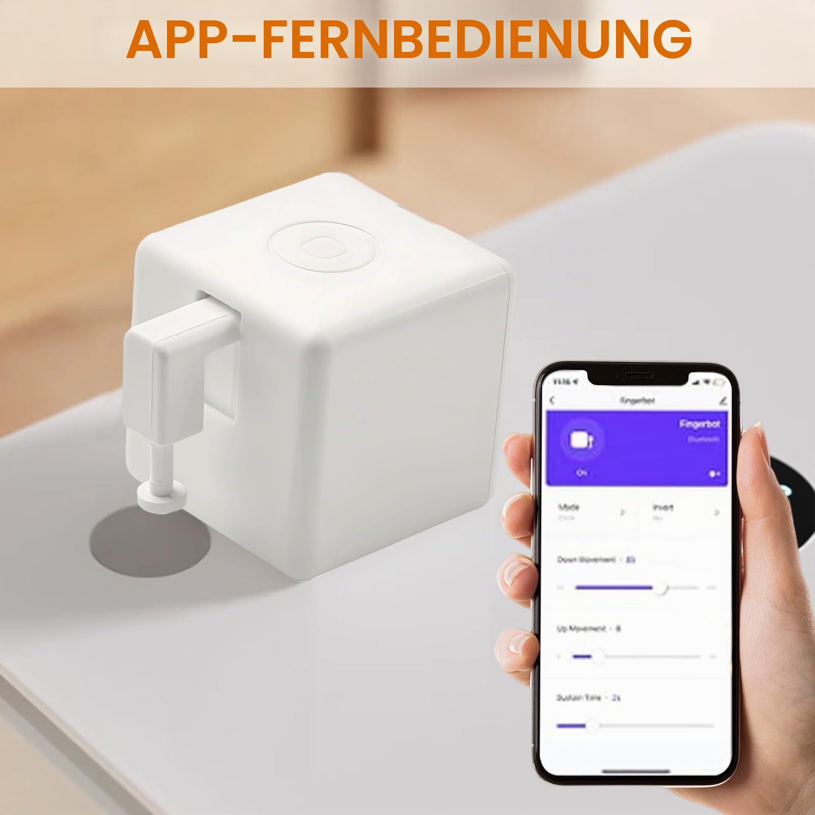 Fingerbot Plus ZigBee Fingerbot-Tastenschalter, Upgrade mit Touch-Steuerung, Weiß, Wippschalter, Druckknopf, AUF-AUF-AN, Weiß